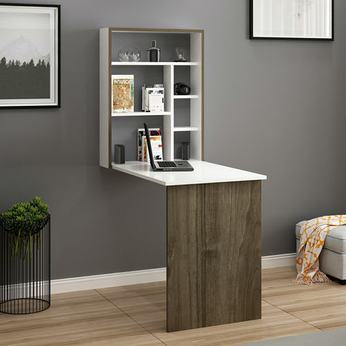 Uitklapbare tafel Greve Wit / Walnootlook [en.casa] - premiumXL