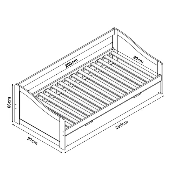 Bedbank tienerbed met onderschuifbed icl. matrassen - verschillende kleuren