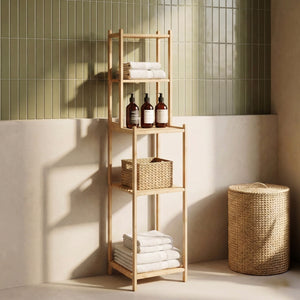 Badrek Anun 128x30x30 cm Bamboe Naturel [en.casa]