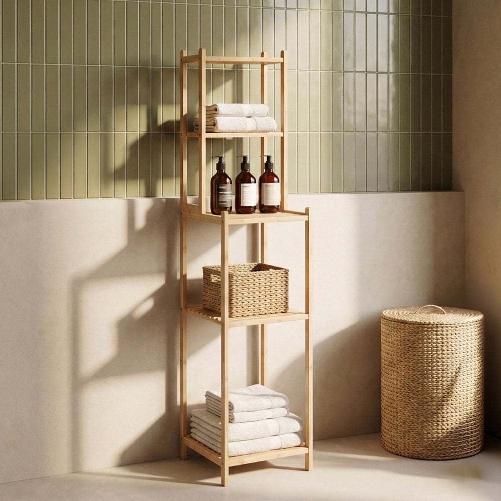 Badrek Anun 128x30x30 cm Bamboe Naturel [en.casa]