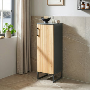 Badkamerkast Svanes 90x30x30 cm Donkergrijs/Natuur [en.casa]