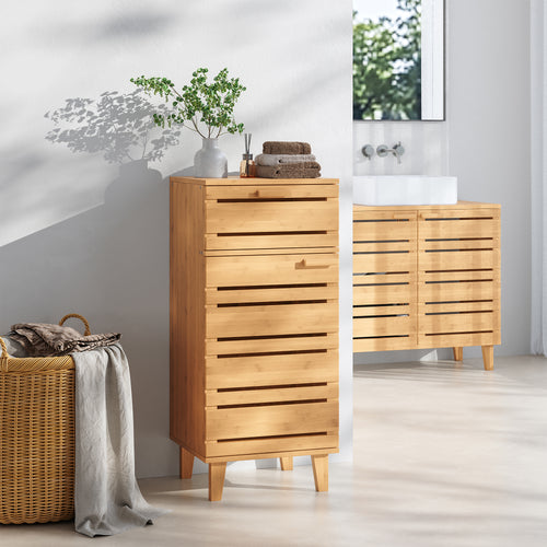 Badezimmerschrank Epind 75x33x30 cm Bamboe Natuur [en.casa] - premiumXL