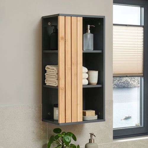 Hangkast Svanes 60x30x20 cm Donkergrijs/Natuur [en.casa]