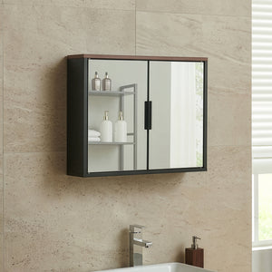 Spiegelkast Trond 50x60x15 cm Zwart/Walnootlook [en.casa]