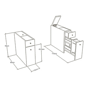 [en.casa] Badkamerkast Birkenes niskast 60x19x55 cm - 3 varianten