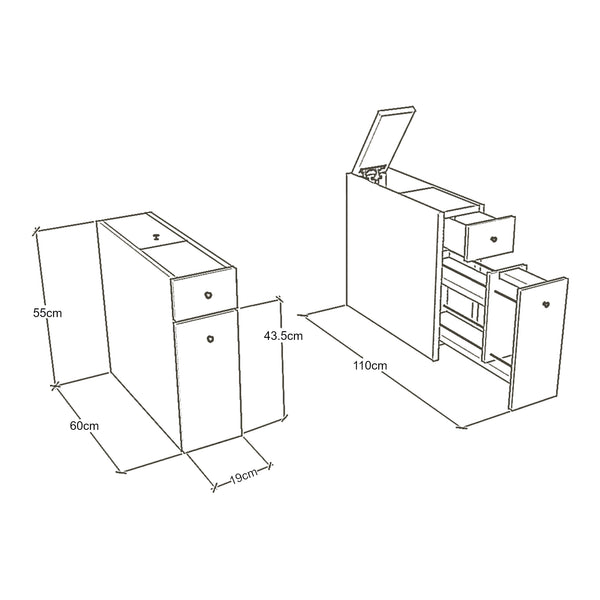 [en.casa] Badkamerkast Birkenes niskast 60x19x55 cm - 3 varianten