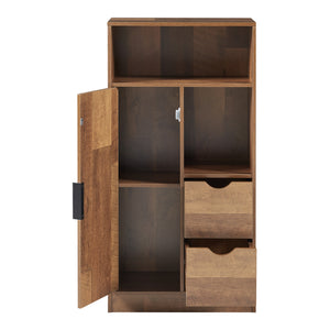 Badkamerkast Namsskogan kolomkast walnootkleurig en zwart [en.casa]