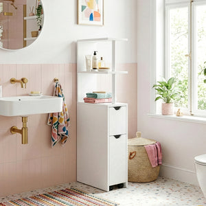 Nisplank met uittrekbare lade Fadeskimma 113x19x45 cm Wit [en.casa]