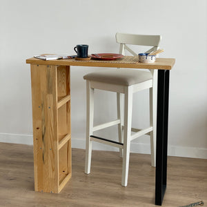 [en.casa] Bartafel Nørager met plank 89,5x90x29 cm houtkleurig en zwart