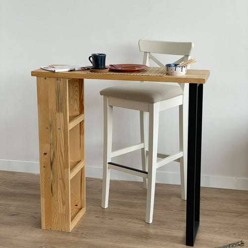 [en.casa] Bartafel Nørager met plank 89,5x90x29 cm houtkleurig en zwart