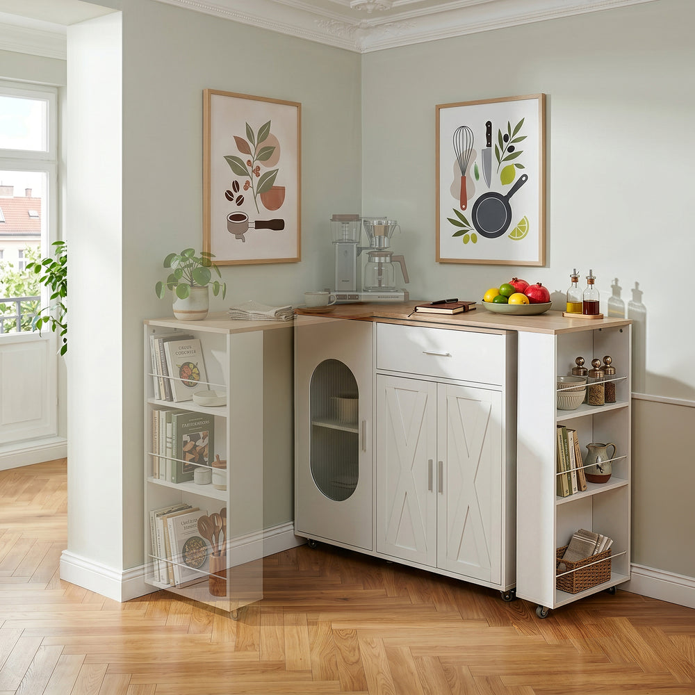 Uitschuifbare bartafel Kudebola 115x40x94 cm wit en eikenkleurig [en.casa] 