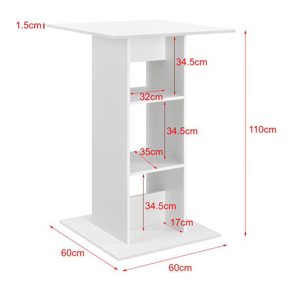 Bartafel Visby met 3 planken 70x70x110 cm - verschillende kleuren