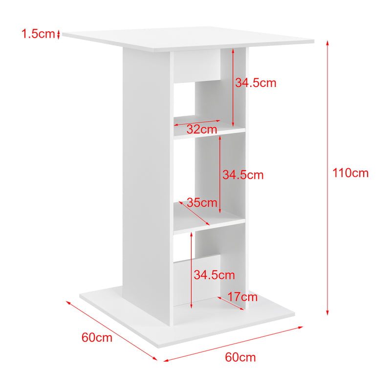Maatschets Bartafel Visby met 3 planken 70x70x110 cm - verschillende kleuren