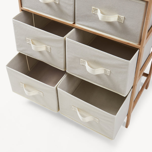 Ladekast Maldon met stoffen lades naturel en beige [en.casa]