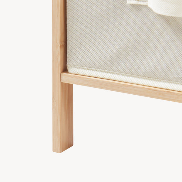 Ladekast Maldon met stoffen lades naturel en beige [en.casa]