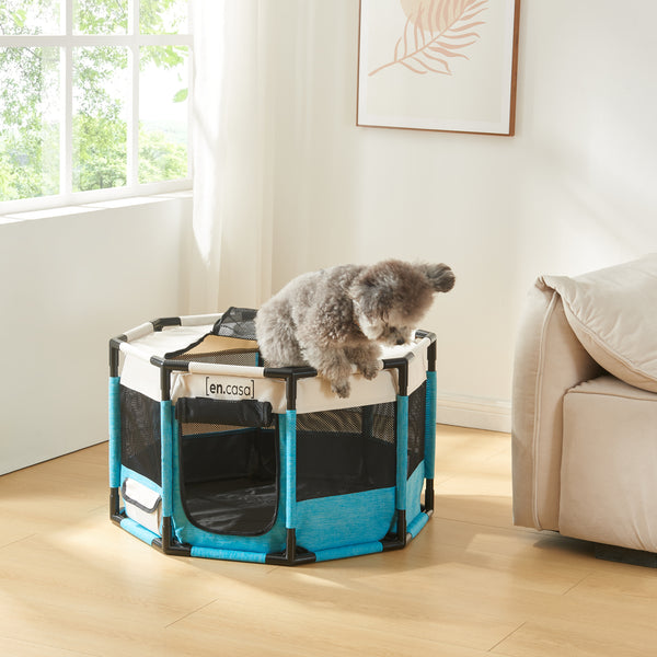 [en.casa] Hondenbox Nærøysund blauw en beige - 2 varianten