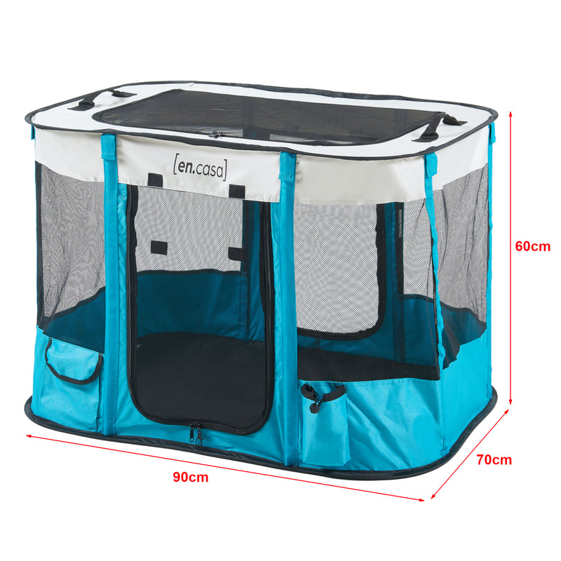 Maatschets [en.casa] Hondenbox Mörbylånga blauw en beige - 3 varianten