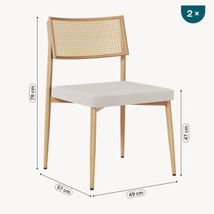 Eetkamerstoel Jördfjok set 79x49x57 cm beige [en.casa]