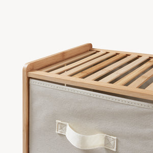 Ladekast Maldon met stoffen lades naturel en beige [en.casa]