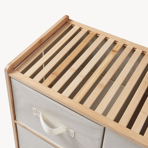 Ladekast Maldon met stoffen lades naturel en beige [en.casa]