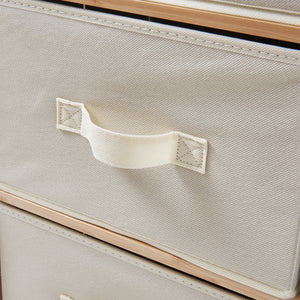 Ladekast Maldon met stoffen lades naturel en beige [en.casa]