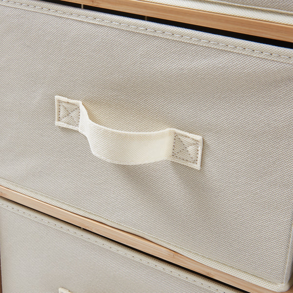 Ladekast Maldon met stoffen lades naturel en beige [en.casa]