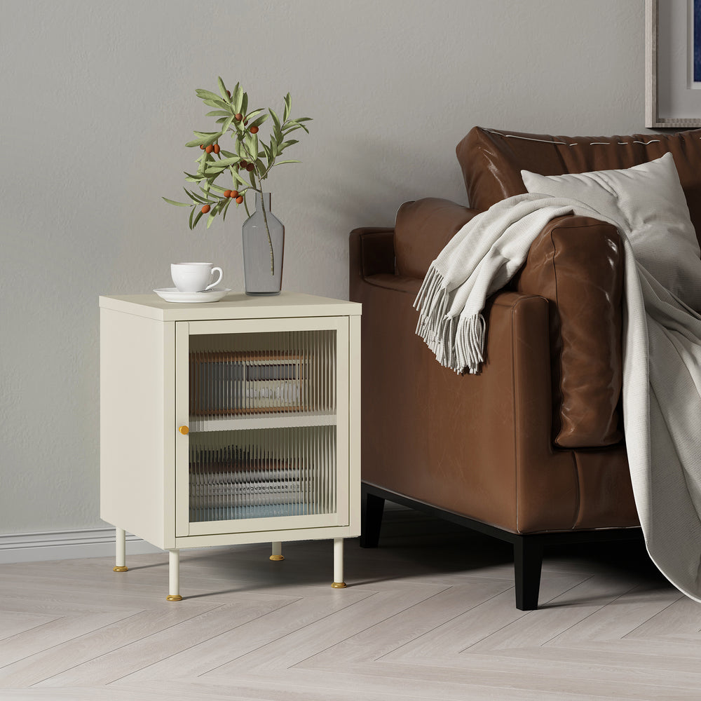 Beistellschrank Lindau 56x40x40 cm crème wit [en.casa] - premiumXL