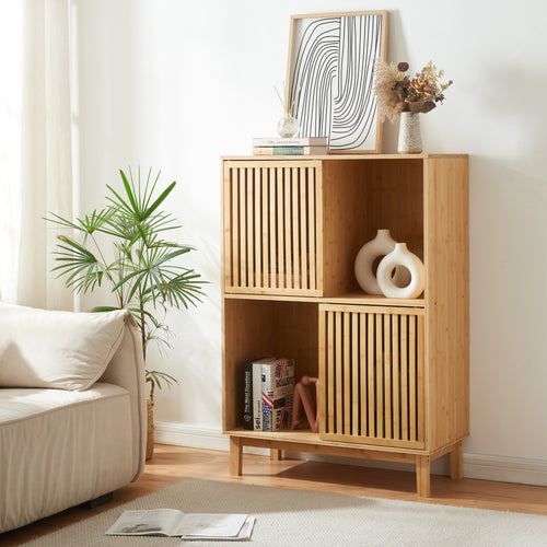 Boekenkast Ypäjä schap bamboe naturel [en.casa]
