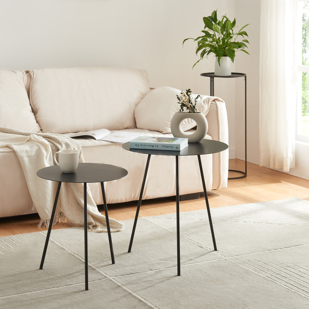 Bijzettafel Sula set van 2 zwart [en.casa]