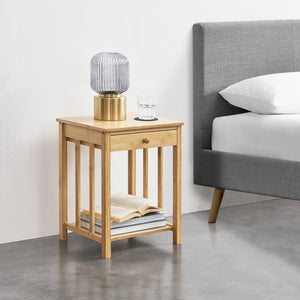 Bijzettafel Ranua 1 of 2 stuks nachtkastje bamboe 51x40x35 cm houtkleurig [en.casa]