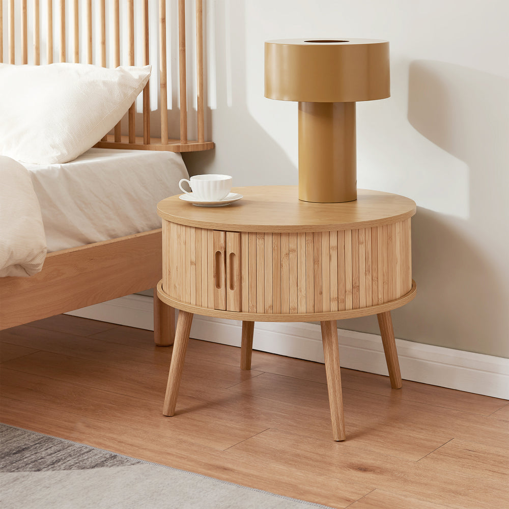 Nachtkastje Nordkapp rond 45x60 cm naturel [en.casa]