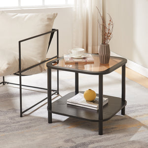 Beistelltisch Latama met glazen blad 51x51x45 cm Zwart/Bronsglas [en.casa] - premiumXL