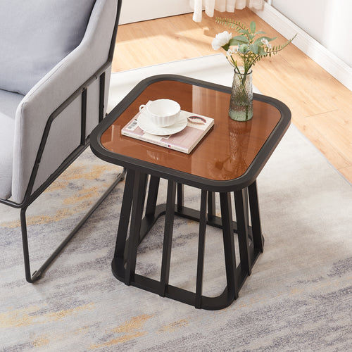 Beistelltisch Burgess 51x51x51 cm Zwart/Walnootlook [en.casa] - premiumXL