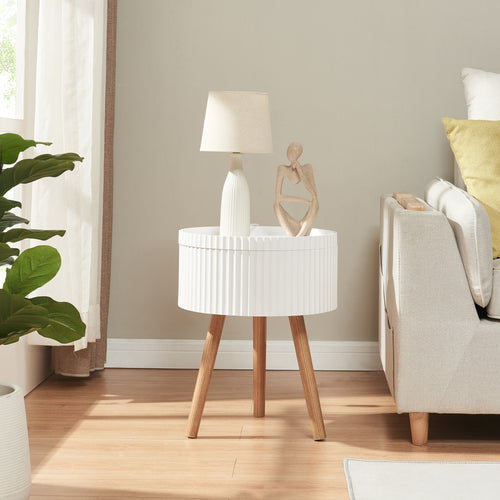 Beistelltisch Bongard met opbergruimte Ø38x48 cm Wit [en.casa] - premiumXL