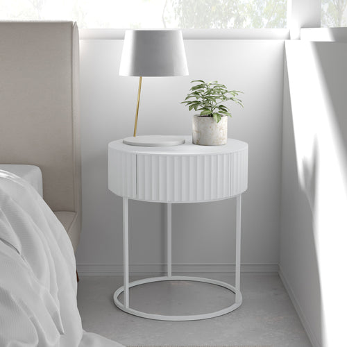 Bijzettafel Rill rond met lade 46x40 cm [en.casa]