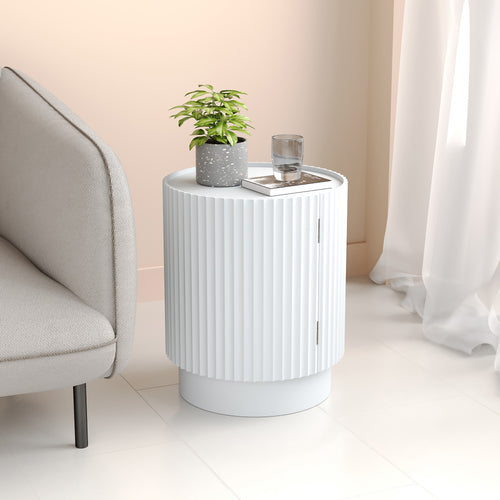 Bijzettafel Rill rond met deur en 2 opbergvakken 49x40 cm [en.casa]