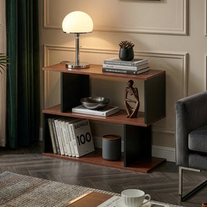 Bijzettafel Trond 80x29x60 cm Zwart/Walnootlook [en.casa]