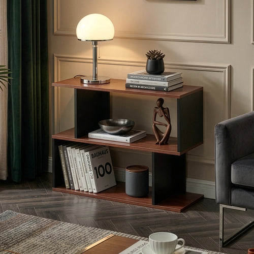 Bijzettafel Trond 80x29x60 cm Zwart/Walnootlook [en.casa]