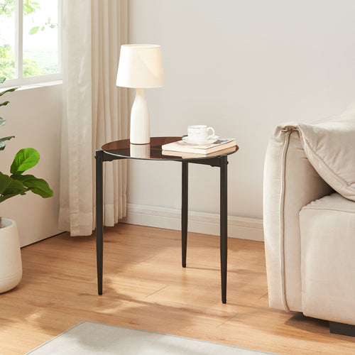 Bijzettafel Ulökantaa rond rookglas 50x50 cm [en.casa]