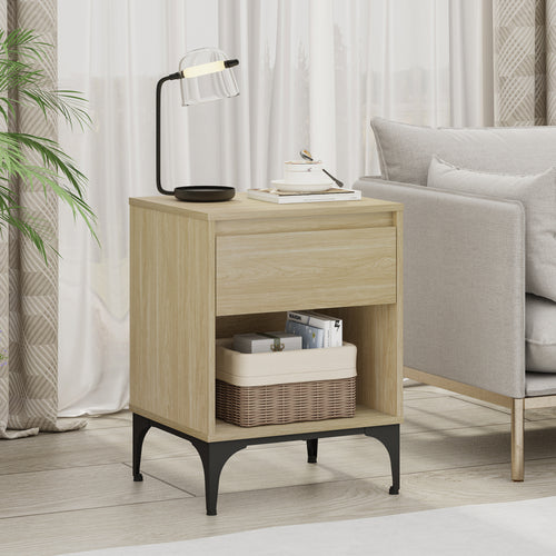 Bijzettafel Kistiandi met lade en open vak 62x46x40 cm [en.casa]