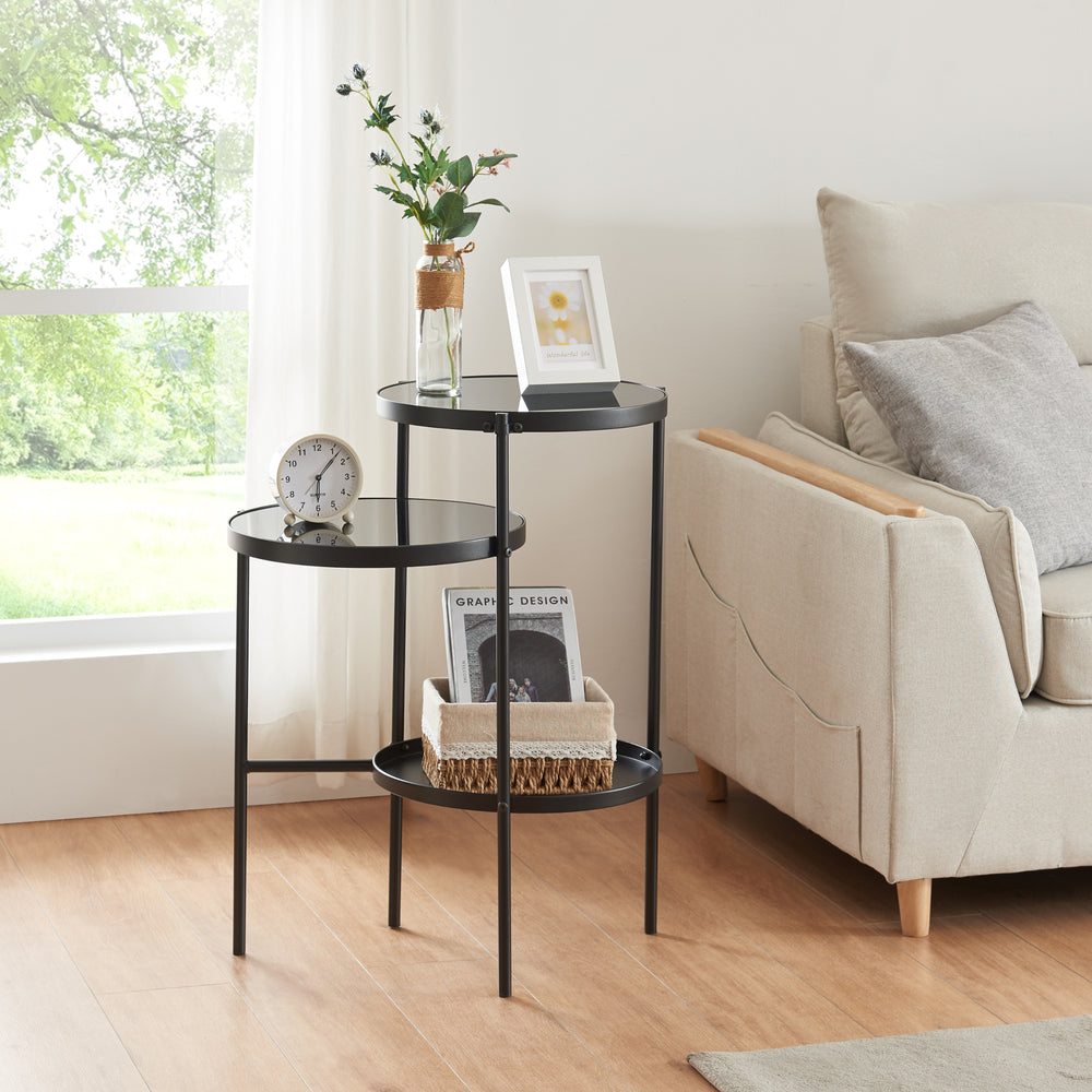 Bijzettafel Mölndal met 3 planken Zwart [en.casa] - premiumXL