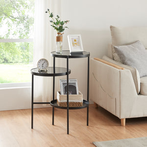 Bijzettafel Mölndal met 3 planken Zwart [en.casa] - premiumXL