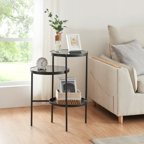 Bijzettafel Mölndal met 3 planken Zwart [en.casa] - premiumXL