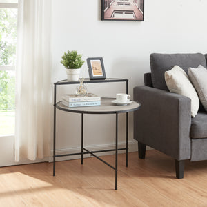 Bijzettafel Fyresdal Zwart/Eik - Optiek [en.casa] - premiumXL