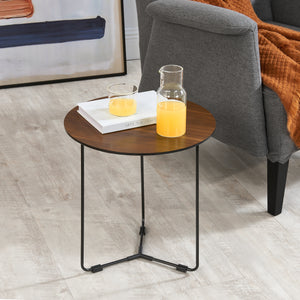 [en.casa] Bijzettafel Böhen rond 42x39,5 cm zwart en walnootkleurig