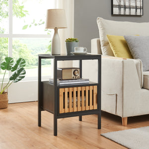 Nachtkastje Luniehti 58x40x33 cm Zwart/Naturel [en.casa] - premiumXL