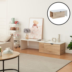 Bijzettafel Österåker 100x47,5x40 cm houtlook/wit [en.casa] - premiumXL