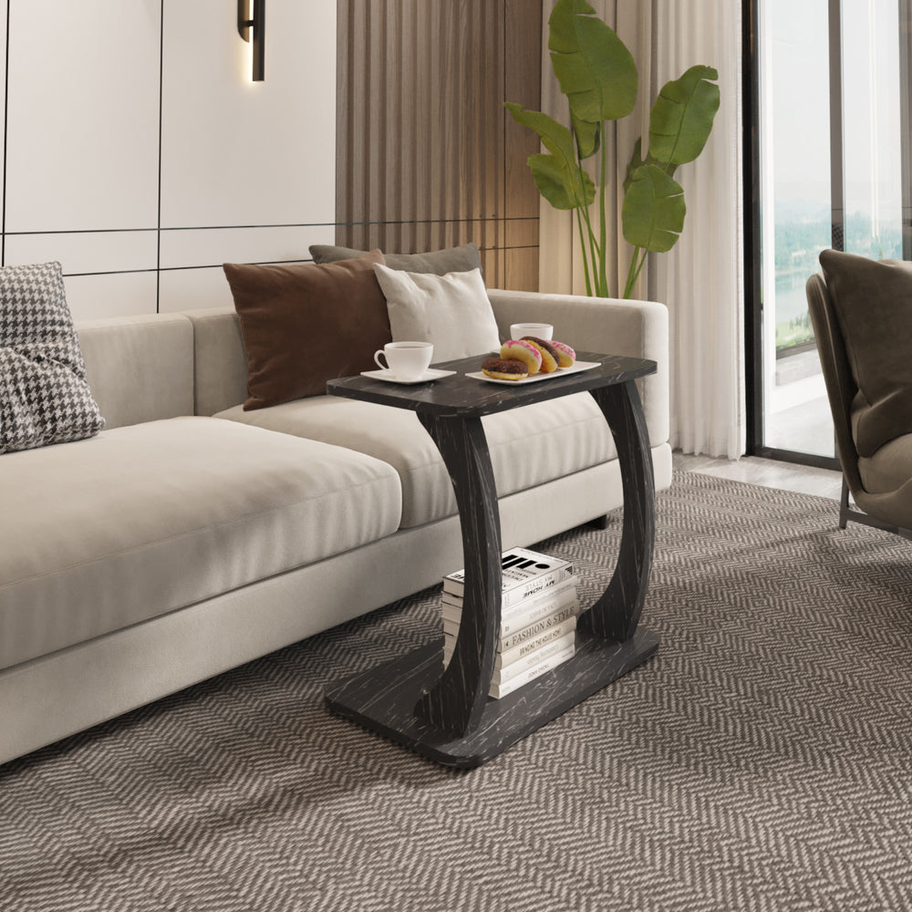 Bijzettafel Stattela op wielen C-vorm 59x35x56 cm [en.casa]