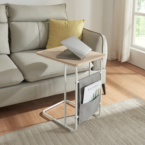Laptoptisch Dyrøy 56x48x37cm Wit/Eik [en.casa] - premiumXL