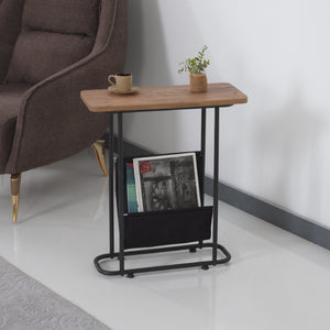 [en.casa] Bijzettafel Bov 64x55x24cm zwart en walnootkleurig